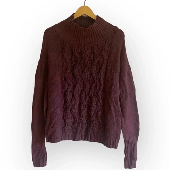 WHBM Dark Purple Cable Knit Sweater - Picture 1 of 9